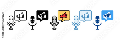 Podcast Marketing  Icon Set Multiple Style Collection