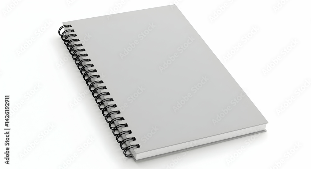 Spiral Notebook on White Background for Mockup Design Spiral Notebook on White Background for Mockup Design