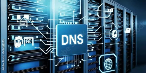 DNS Server Room – Network Infrastructure and Data Management Technology

