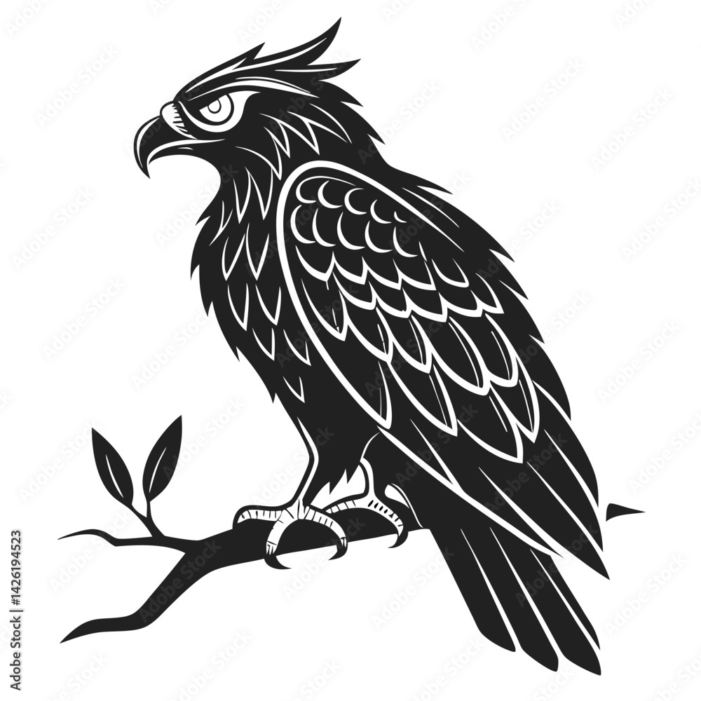 Fototapeta premium bird, eagle, vector, illustration, animal, cartoon, head, nature, wild, tattoo, hawk, wildlife, black, feather, symbol, raven, beak, drawing, art, animals, logo, design, flying, crow, falcon