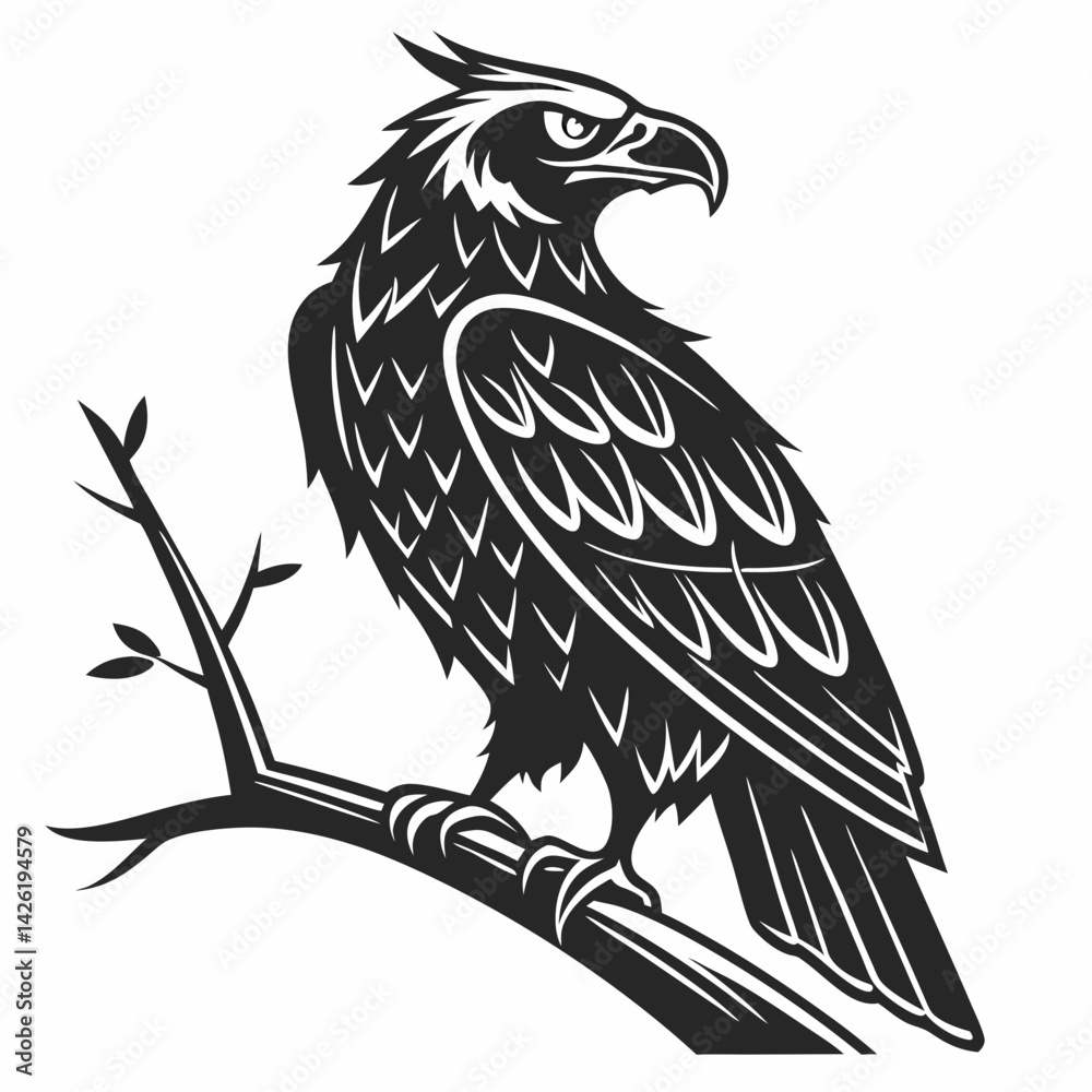 Obraz premium bird, eagle, vector, illustration, animal, cartoon, head, nature, wild, tattoo, hawk, wildlife, black, feather, symbol, raven, beak, drawing, art, animals, logo, design, flying, crow, falcon