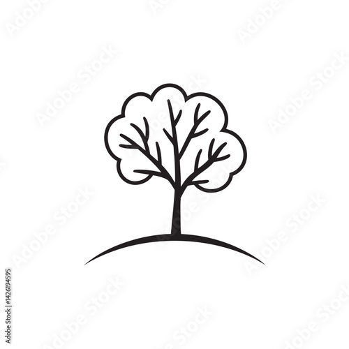 Simple tree outline icon on a white background. Nature, environment, eco-friendly, and growth symbol. Minimalist vector illustration.
