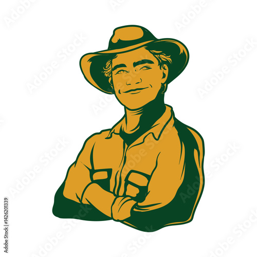 half body farmer for vector format logo