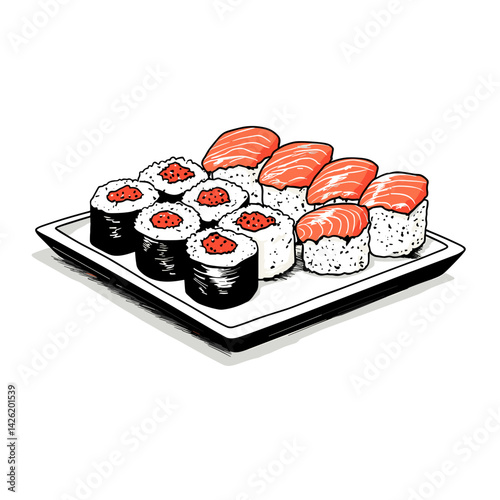 Limited Palette Sushi Board with Salmon Nigiri and Rolls