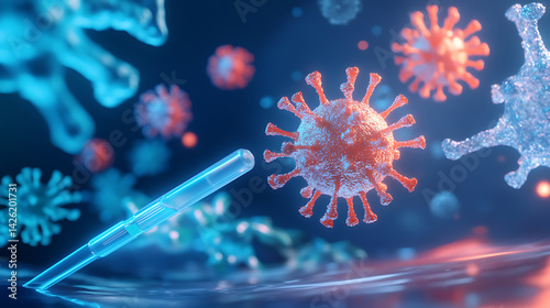 Studying viral structures covid-19 research laboratory scientific illustration digital art close-up view medical concept