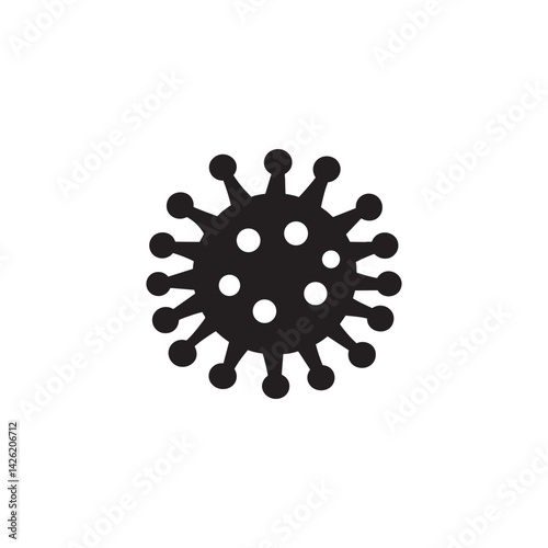 Black virus or bacteria icon silhouette isolated on white, vector microorganism illustration for health, medical, pandemic, and biology concepts