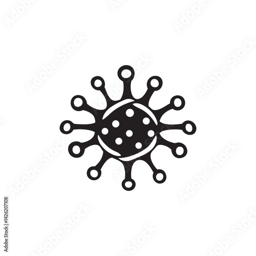 Black virus or bacteria icon silhouette isolated on white, vector microorganism illustration for health, medical, pandemic, and biology concepts