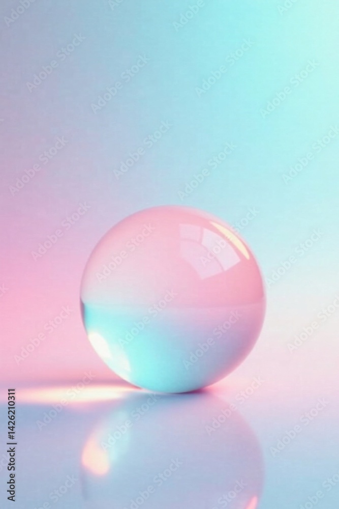 Pastel Sphere Illuminated on Reflective Surface A Study in Light and Color Pastel Sphere Illuminated on Reflective Surface A Study in Light and Color