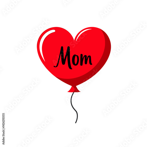 Vector illustration, heart-shaped balloon with text 