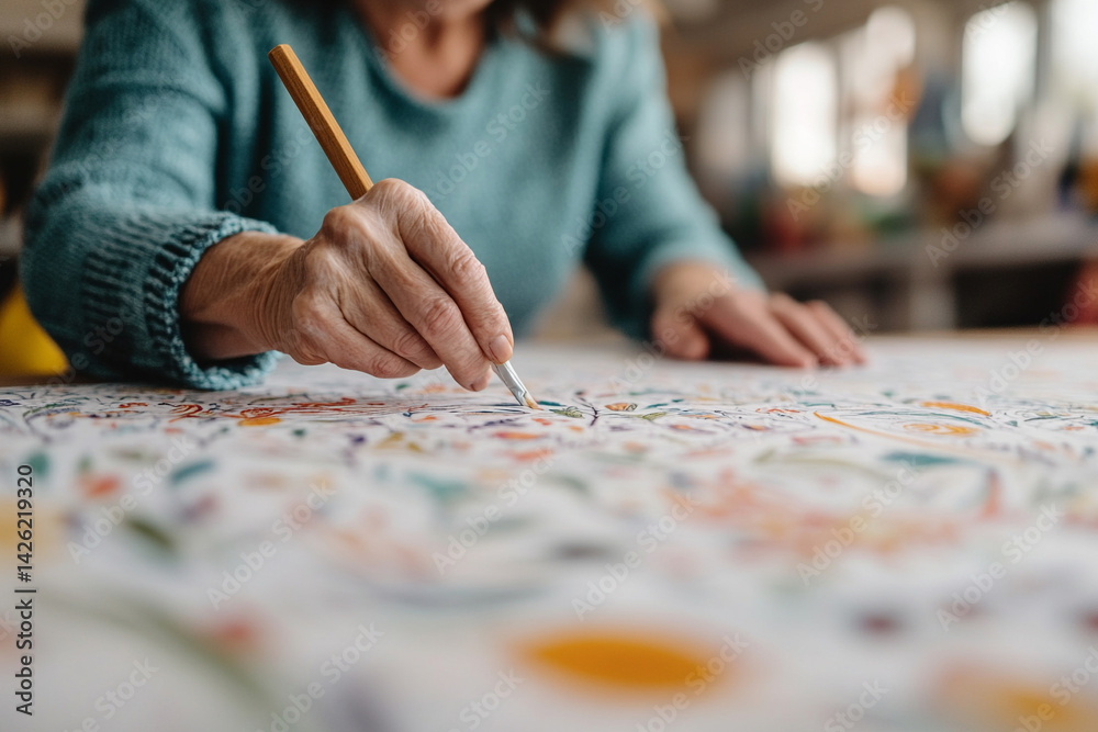 Fototapeta premium Digital artwork being printed on sustainable fabric showcasing modern creativity and environmentalism