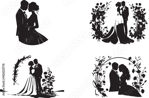 Wedding Couple Silhouette Set