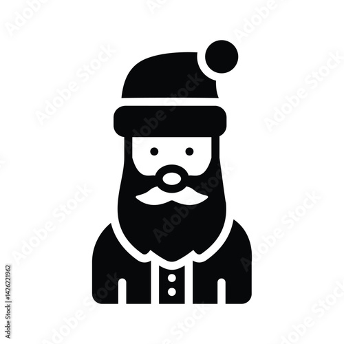 Visually appealing glyph icon showing santa claus wearing a beanie