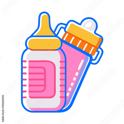Minimalist Breast Pump Icon and Baby Bottle Design  