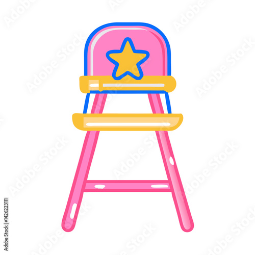 Minimalist baby high chair with star design in bright colors  