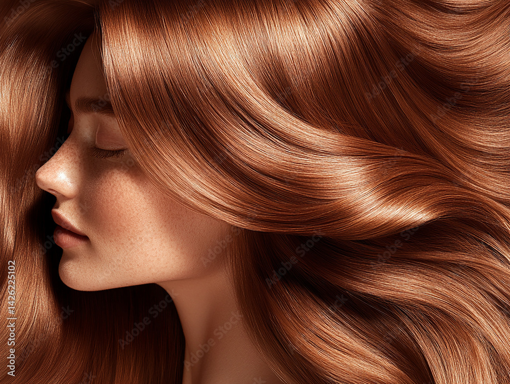 Naklejka premium Beautiful hair of a beauty, hairstyle advertising design