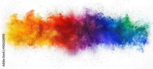 Colorful Holi powder exploding with hues of red, yellow, blue, green, and orange photo