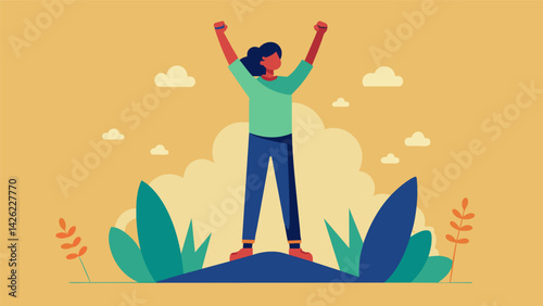 A person courageously speaking out against injustice representing the liberation that comes from standing up for ones beliefs.. Vector illustration