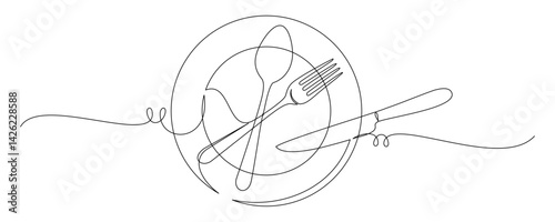 cutlery continuous line vector 1