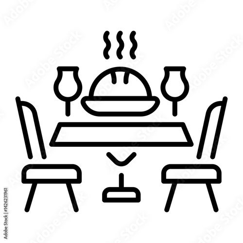 A line style icon of hotel dining table 