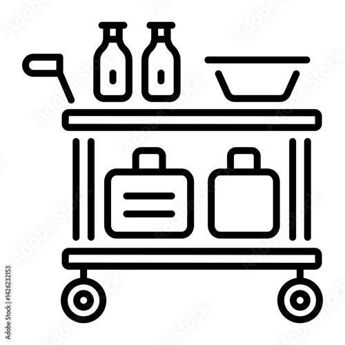Hotel service trolley icon in linear style 
