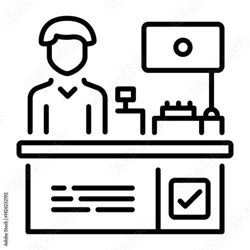 Hotel help desk icon in linear style 