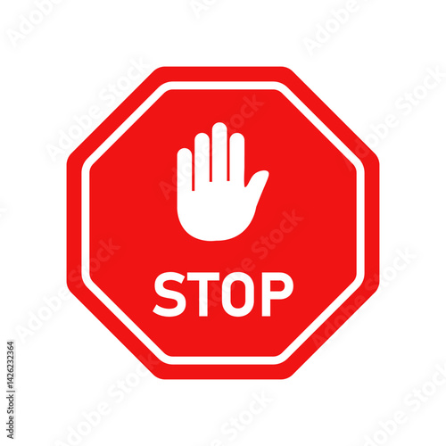 Stop Sign Flat Design. Stop sign prohibited
Red stop sign icon vector