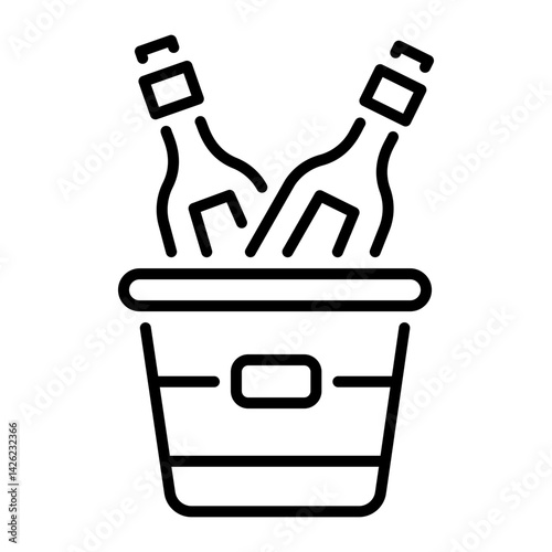 A linear style icon showing an ice bucket 