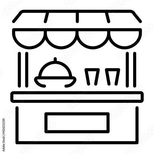 A linear style icon of a food booth 