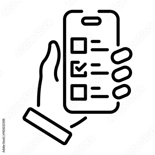 Mobile booking app icon in linear style