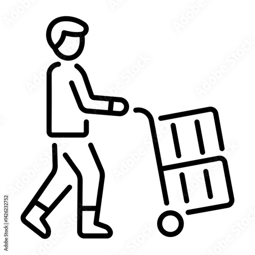 A line style icon showing hotel staff cart 