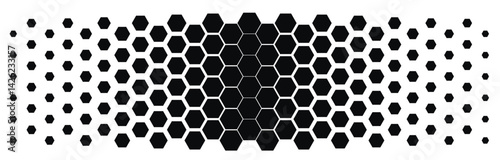Abstract black and white geometric background pattern. Hexagon pattern with gradation. Separate layers with the ability to edit. Halftone hexagon retro simple pattern. Vector honeycomb.