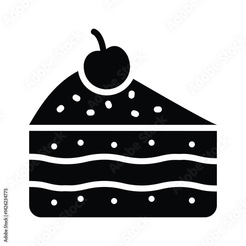 Check this handy glyph style icon of cake slice with cherry topping