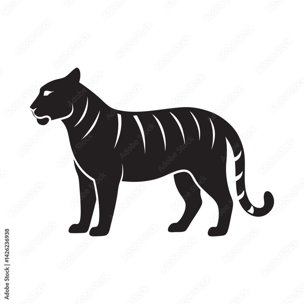 Obraz premium Tiger silhouette on white background
