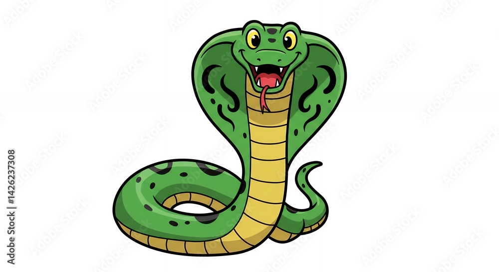 Fototapeta premium Cartoon cobra illustration for childrens media