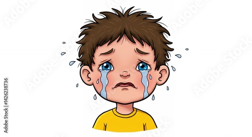 Sad boy cartoon illustration