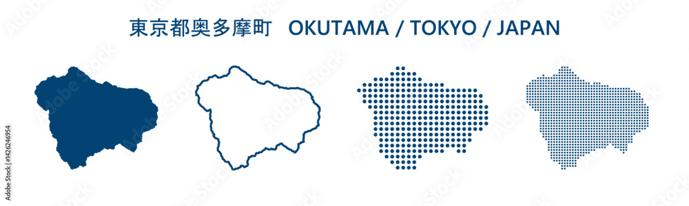 日本地図-東京都-奥多摩町ベクターイラストマップ