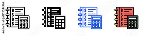 Ledger Icon Set With Multiple Style Collection