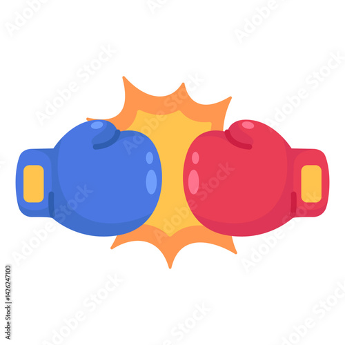Colorful boxing gloves clashing in a dynamic design