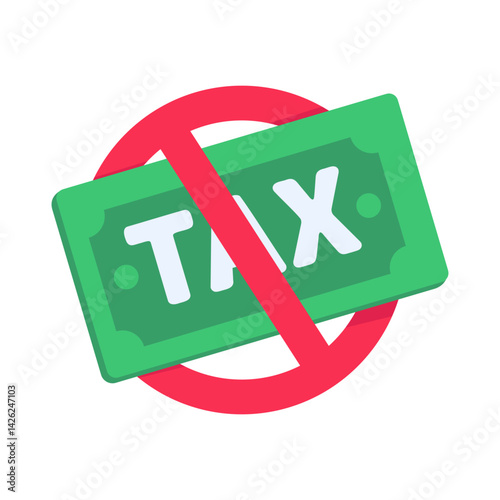 No Tax Symbol with Dollar Bill Illustration