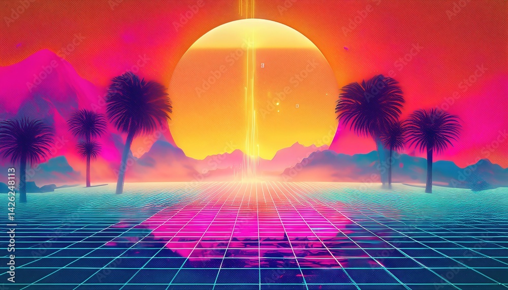 Naklejka premium Vintage Retro Futurism A Blend of s and s High Fashion Styles in a Poster with a Captivating ss Aesthetic, Evoking Nostalgia for the Past and Anticipation of the Future.