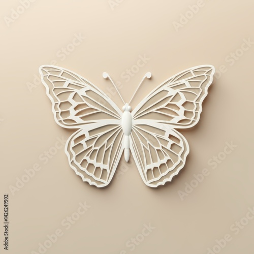 Intricate white butterfly design on light background