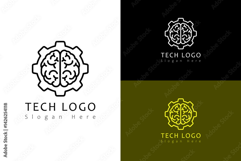 outlines brain and gear illustration, abstract, vector, logo for machinist, mechanic, auto parts, cloud computing, data center, artificial intelligence, internet of things, database, and more outlines brain and gear illustration, abstract, vector, logo for machinist, mechanic, auto parts, cloud computing, data center, artificial intelligence, internet of things, database, and more