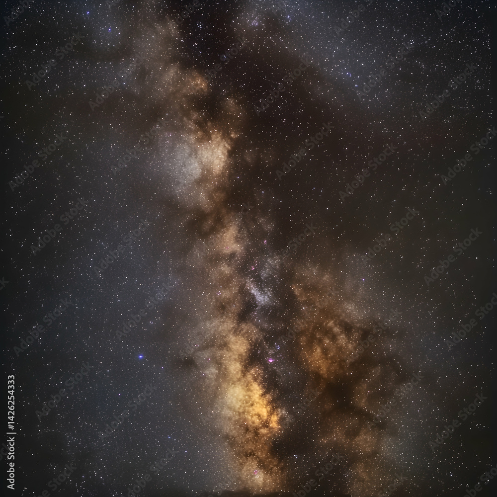 Obraz premium Majestic Milky Way galaxy core, night sky, astrophotography, cosmic dust and stars. Ideal for science, space, or astronomy projects