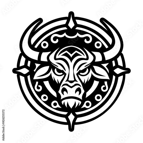 A filled style icon of bull head symbol