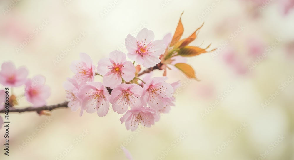 Delicate Pink Cherry Blossoms - Close-up of beautiful pink cherry blossoms on a branch, soft focus background. Perfect for spring themes Delicate Pink Cherry Blossoms - Close-up of beautiful pink cherry blossoms on a branch, soft focus background. Perfect for spring themes