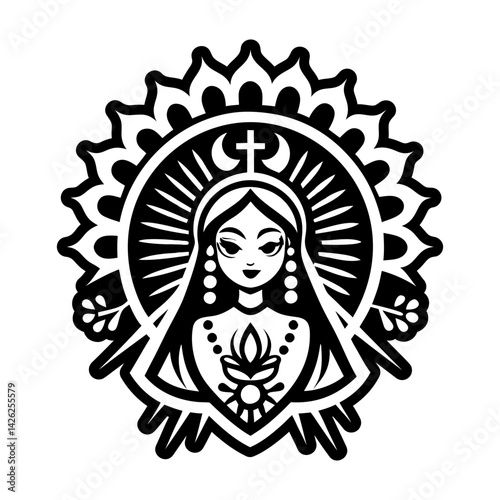 A solid style icon of virgin goddess symbol