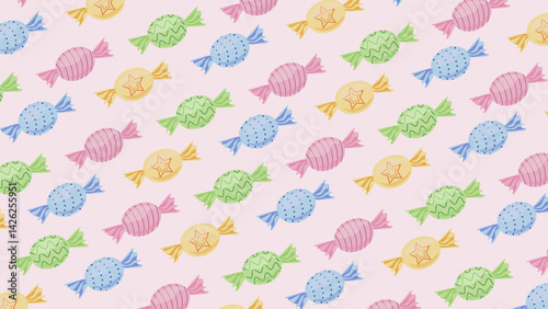 Cute seamless pastel colors candy bonbons pattern background for children