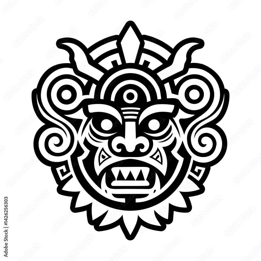 A filled style icon of horned mask symbol A filled style icon of horned mask symbol