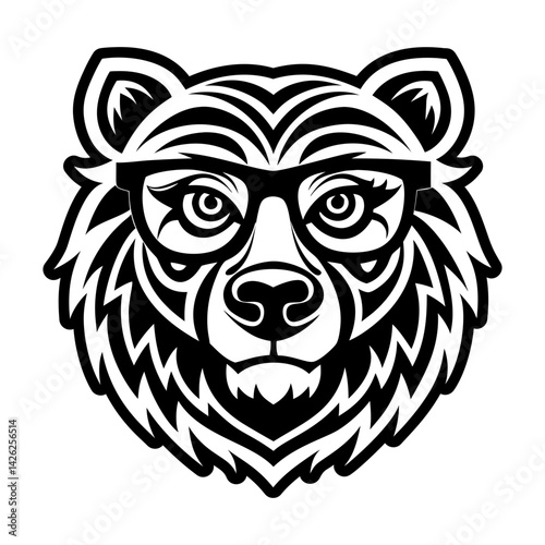 A filled style icon of spectacled bear symbol