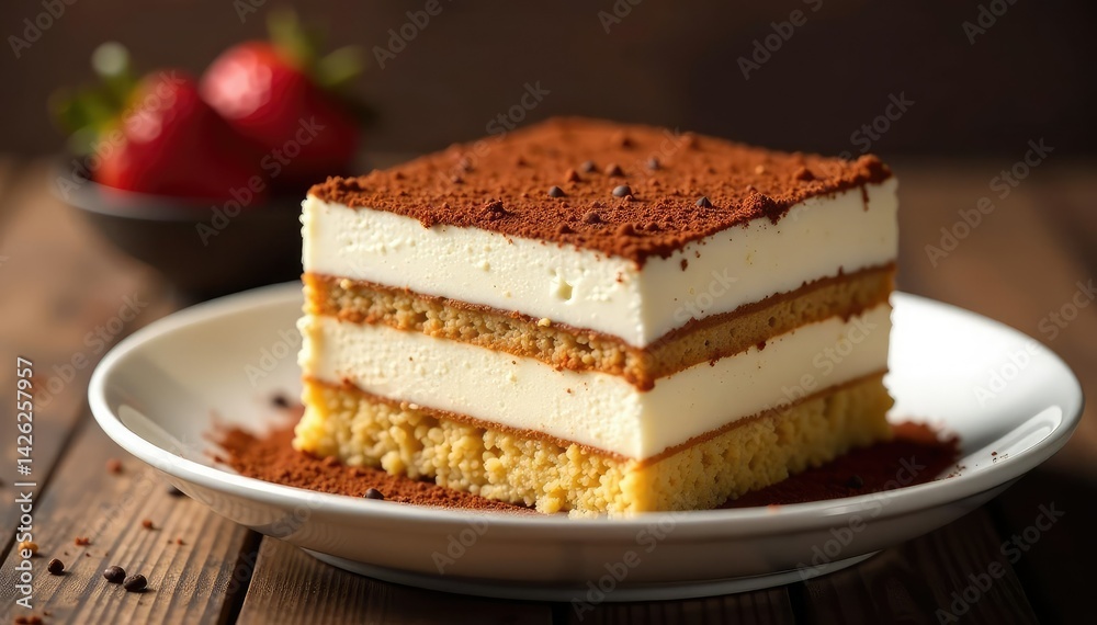 Single serving tiramisu, rich cocoa dusting atop creamy layers , rich, portion, delicious Single serving tiramisu, rich cocoa dusting atop creamy layers , rich, portion, delicious